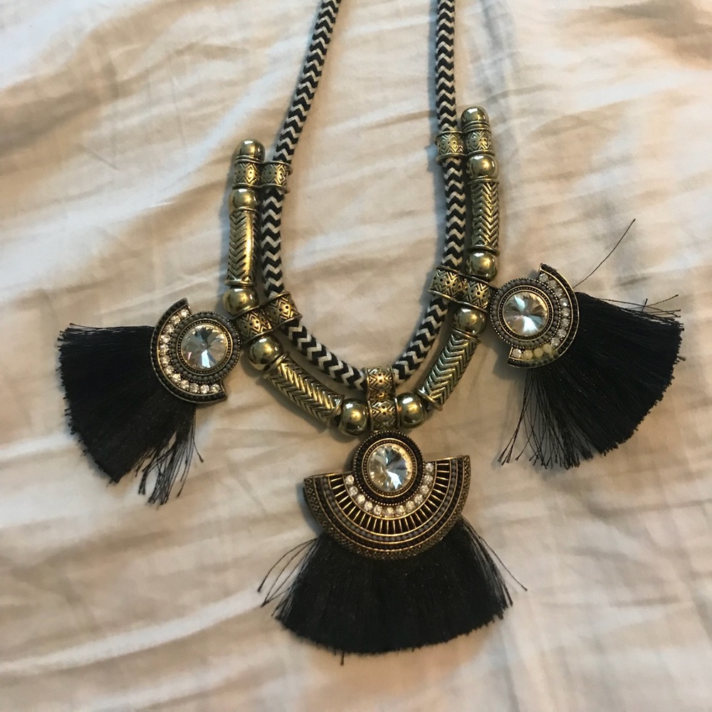 Black and gold tribal necklace
